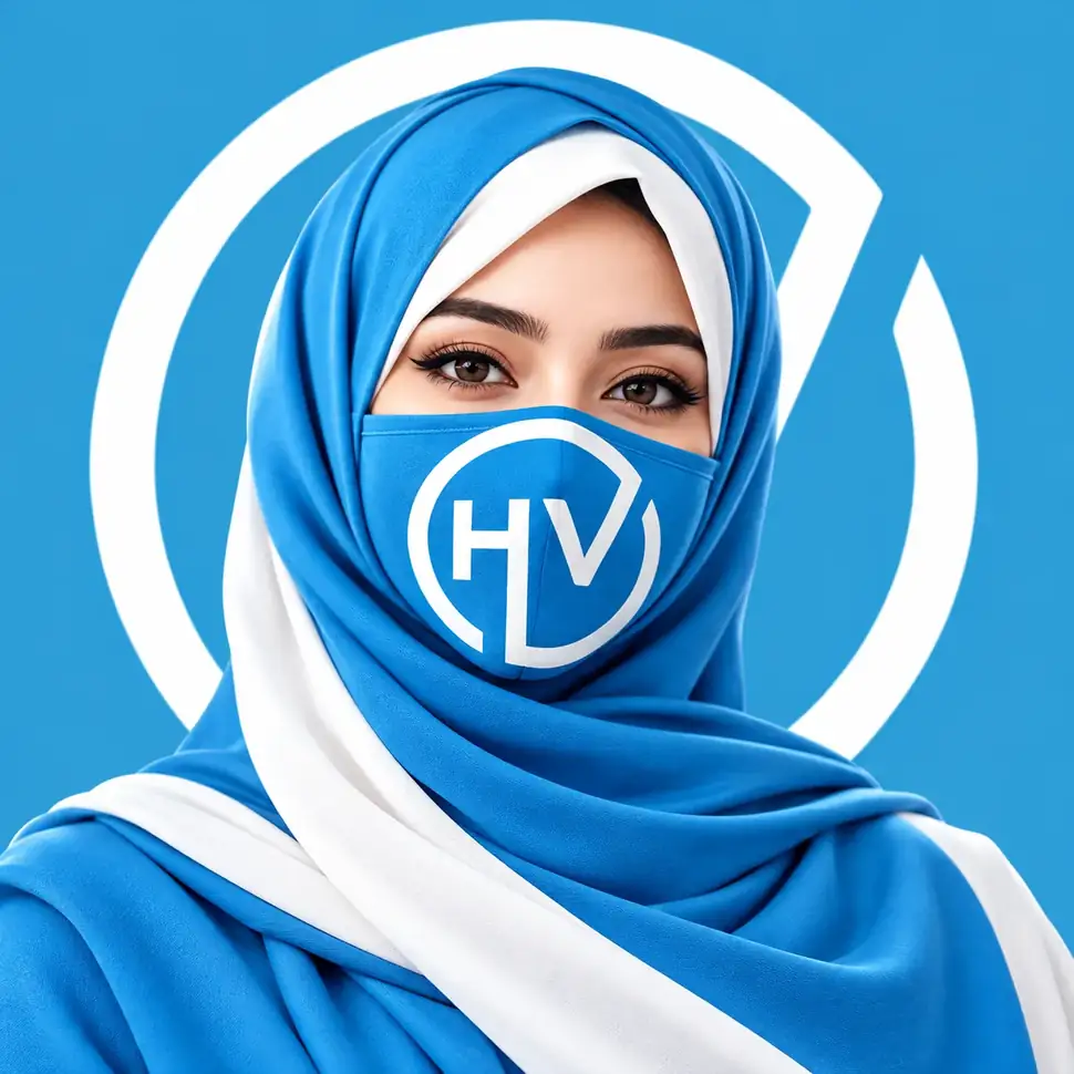 Illustrated avatar with HV monogram for Hina Vazir